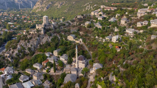 istock Village of Pocitelj from a drone at sunset 2203036044
