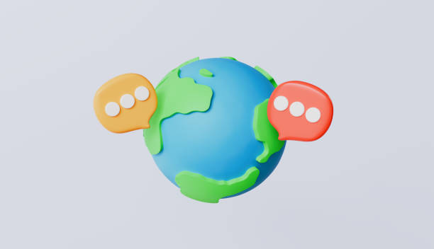 istock Global communication and international connectivity, representing globe with chat bubbles 2203037937