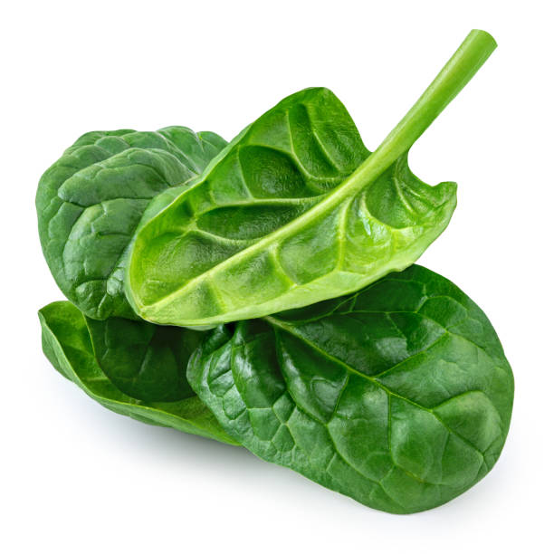 istock Organic Spinach leaves isolated on white background. Baby Spinach leaf Flat lay. Top view.  Espinach leaves food salad ingredient. Package design element 2203038223