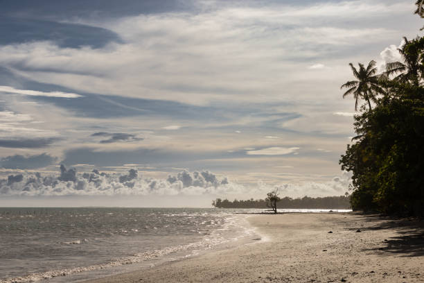 Seascape with low tide, cloudy sky.Palawan Island - Philippines.