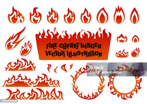 Draw Flame Gradient Gradient Burning Flame Fire Vector Illustration Variation Set Stock ...