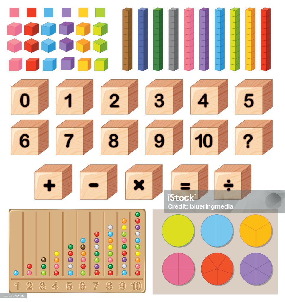 3 Colums Math Blocks Colorful Blocks And Charts For Learning Math Concepts Stock ...