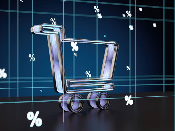 istock Digital Shopping Cart Icon on Blue Tech Background 2203060859