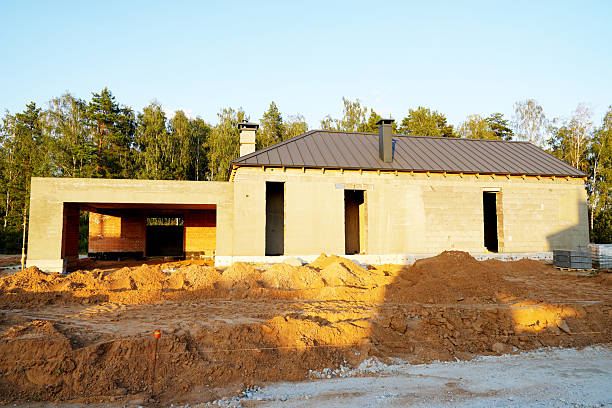 view of construction site and house foundation in preparation process
