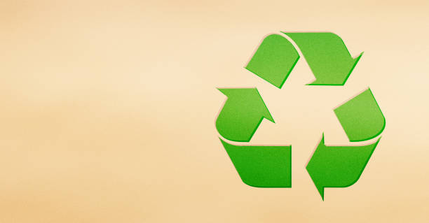 istock Recycle icon green color on pastel retro gradient with grain texture background 2203069341