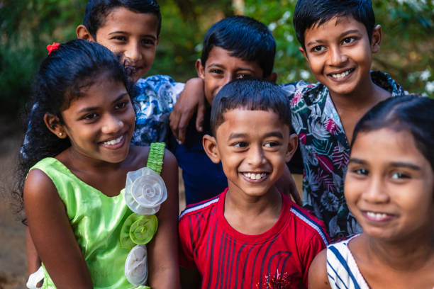 istock Group of happy kids, Sigiriya, Ceylon 2203070881