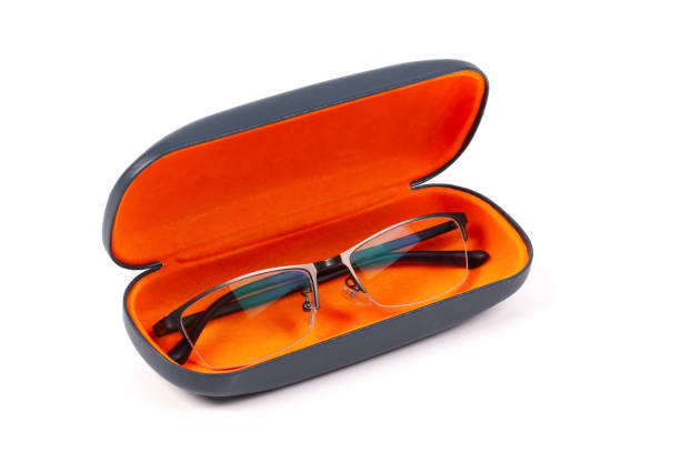 istock Reading glasses in an open case isolated on white background 2203078337
