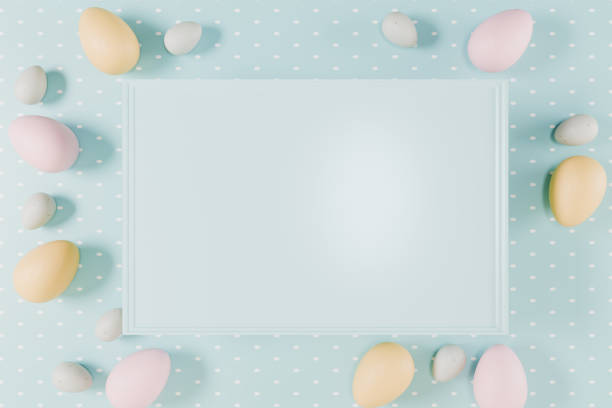 istock Colorful Easter eggs surround a blank space, perfect for holiday decorations or greetings. 3d rendering 2203082542