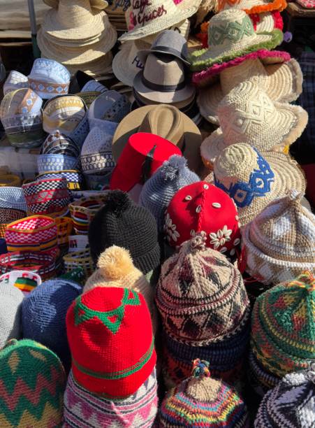 istock Assorted hats for sale in the market, Marrakech, Morocco. 2203085271
