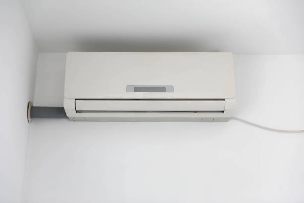 white air conditioner on wall, electricity object in home