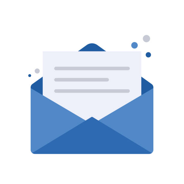 stockillustraties, clipart, cartoons en iconen met blue envelope with letter depicting communication correspondence - envelop
