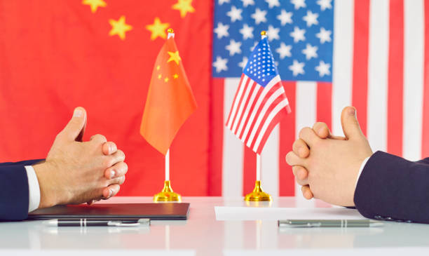 istock US and Chinese diplomats discuss future strategy and relations between two countries. 2203091467