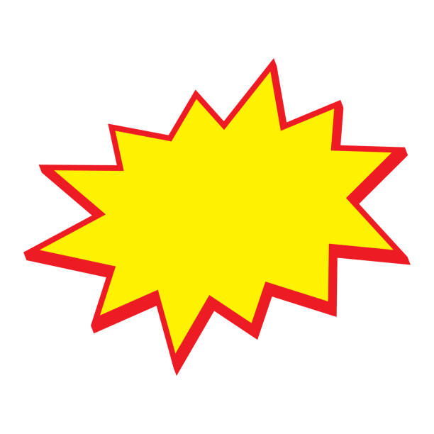 istock Red and yellow starburst stickers. Pop art funny bang bubble. Blank sale tags. Cartoon comic style. 2203095103