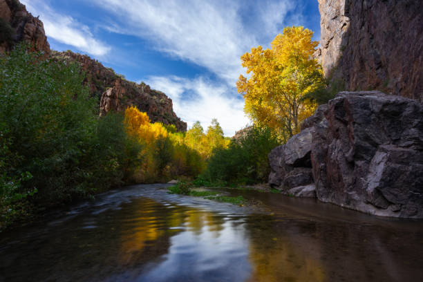 Aravaipa Creek flows through Aravaipa Canyon on a fall afternoon in southern Arizona