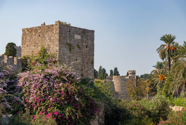 A picture of the Liberty Gate, part of the Medieval Rhodes City Walls, and the vegetation around it.