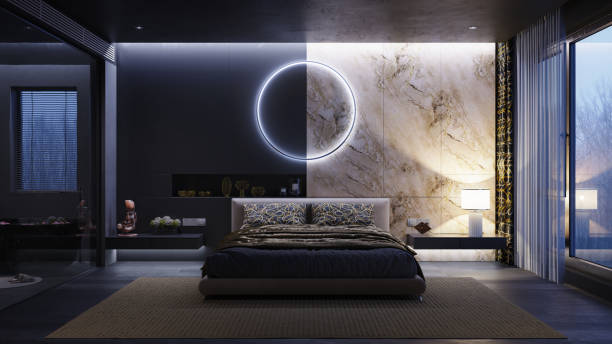 istock Minimalist Owner's Bedroom with Contrasting Tones 2203109073