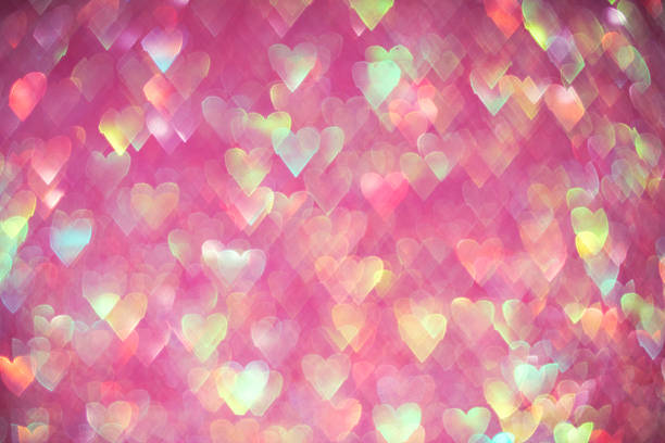 Colorful abstract heart bokeh texture with vibrant colors and a romantic mood.