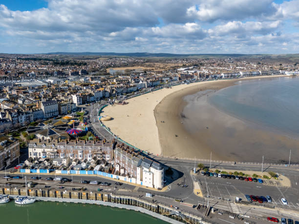 istock Aerial view over Weymouth harbour and beach 2203116057