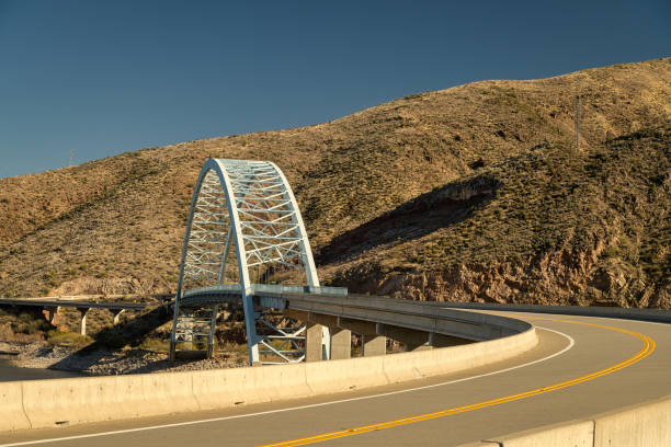 The Theodore Roosevelt Bridge at Roosevelt Lake in the Tonto National Forest near Phoenix, Arizona.