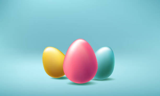 istock Easter day golden egg background. 3d vector png, April happy holiday isolated podium scene. Spring greeting card realistic design, Mini gift pile web header banner, blue pink gold illustration poster 2203123369