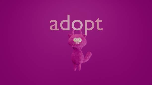 The image displays a textured cat. Above the cat, the word \