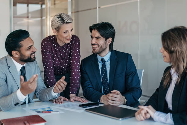 istock Businesswoman talking on a meeting 2203125345