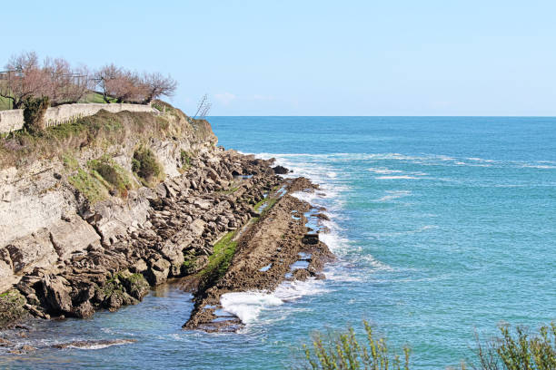 Rocky coast next to the sea.