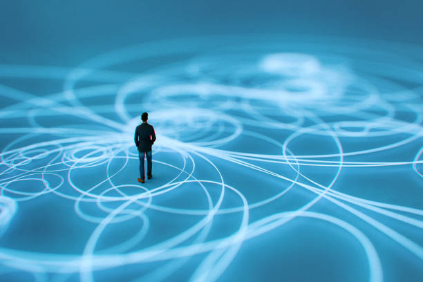 Businessman standing in VR environment