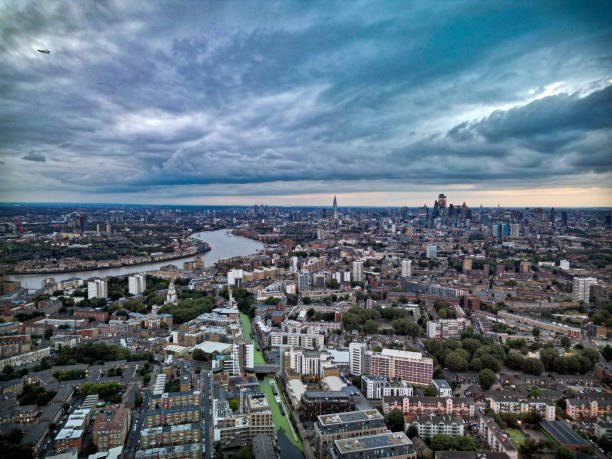 Aerial shot East India Dock London UK