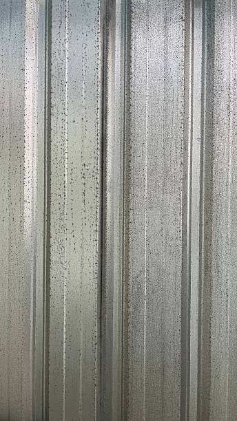 istock Close up of corrugated zinc roof panel 2203132731
