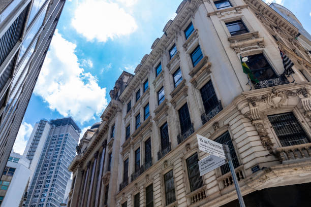 Facade of old mansion on downtown Sao Paulo,  Brazil