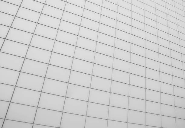 Featuring a detailed grid pattern with symmetrical geometric elements, this image showcases a modern architectural design. The pattern's repetition and balance convey a minimalist aesthetic and structural cohesion.