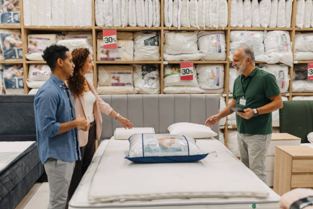 istock Shopping for a mattress in a cozy store setting 2203144579