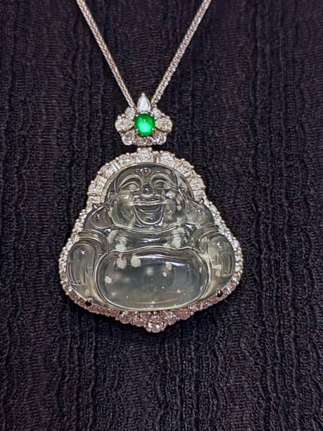istock Snow Glass Jade Buddha Pendant 2203152090