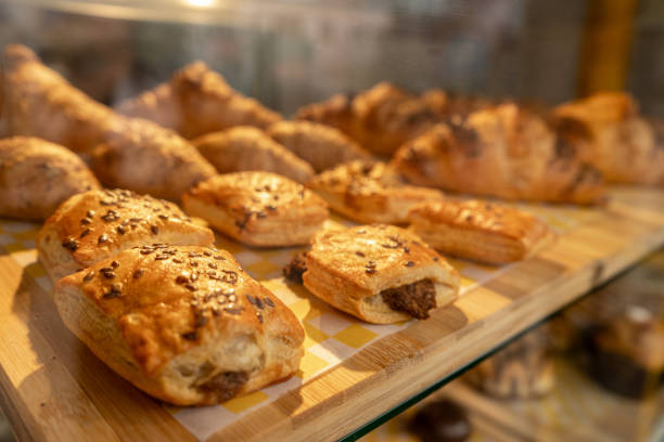 istock Freshly baked sweet stuffed breads. 2203154430