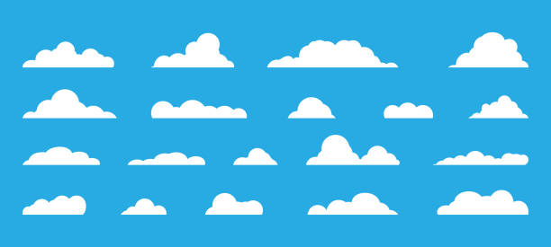 ilustraciones, imágenes clip art, dibujos animados e iconos de stock de cartoon cloud set, vector illustration - computación en nube