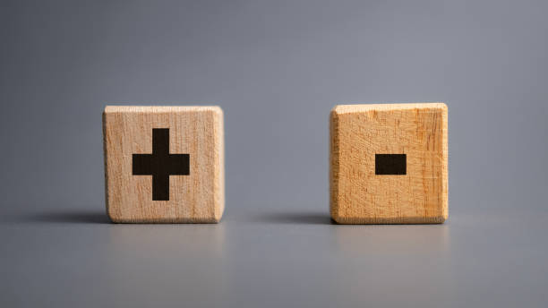 istock positive and negative or plus and minus symbol isolated on grey background 2203163326