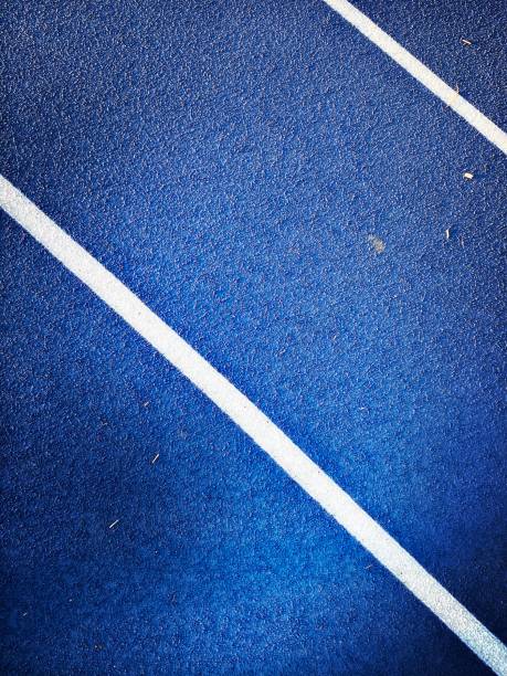 Blue Running Track with a White Line