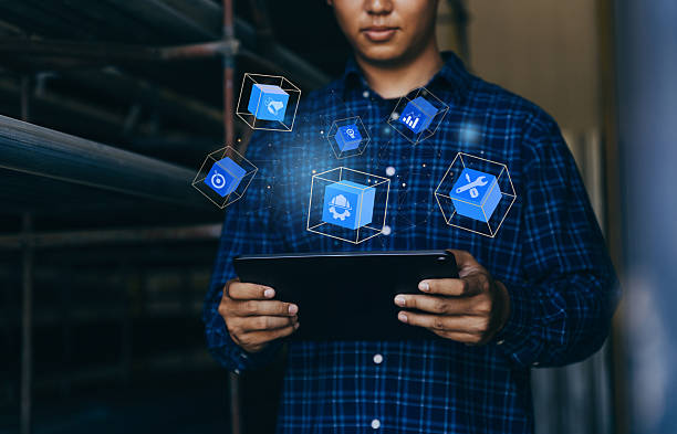 istock Industry Engineers working with laptop build and develop organizations that can work on blockchain. 2203173927