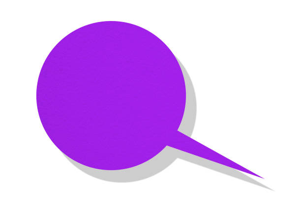 Purple paper speech bubbles separated on white background