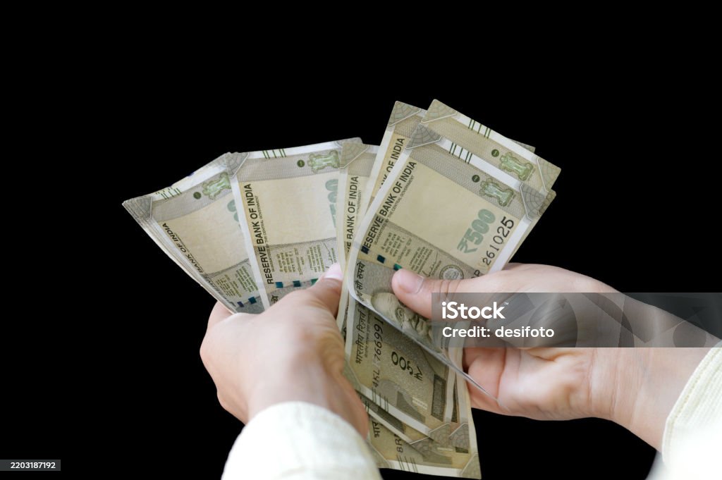 Counting Ruppes Cash Two Clumsy Hands Carelessly Holding Counting Indian Rupees Currency ...