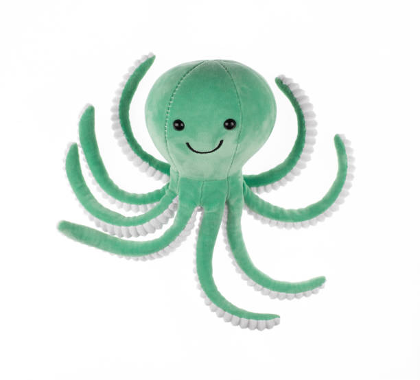 plush toy octopus isolated on white background