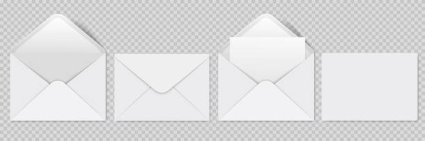 stockillustraties, clipart, cartoons en iconen met realistic white paper envelope - envelop