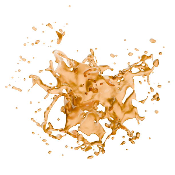 istock vibrant golden brown liquid erupts into a beautiful splash, creating an artistic display of droplets in a striking contrast with a white background, showcasing motion and energy. 3d render 2203197092