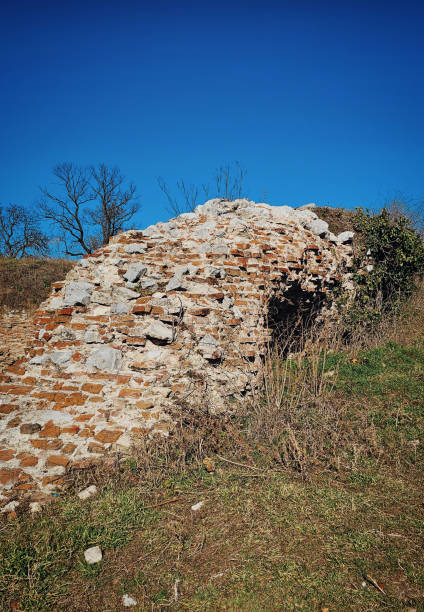 brick wall of a medieval bastion on a sunny day