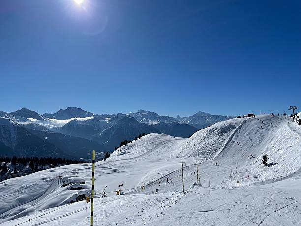 istock Skiers on Snowy Mountain Slopes 2203202681