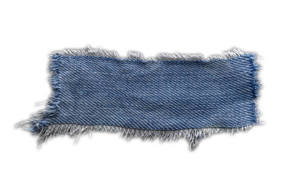 istock jeans. a frayed and torn piece of denim rag 2203205959