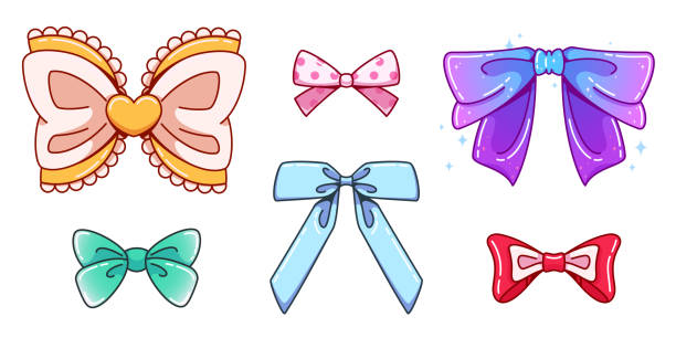 istock Y2k aesthetic bows set with pastel colors 2203212275