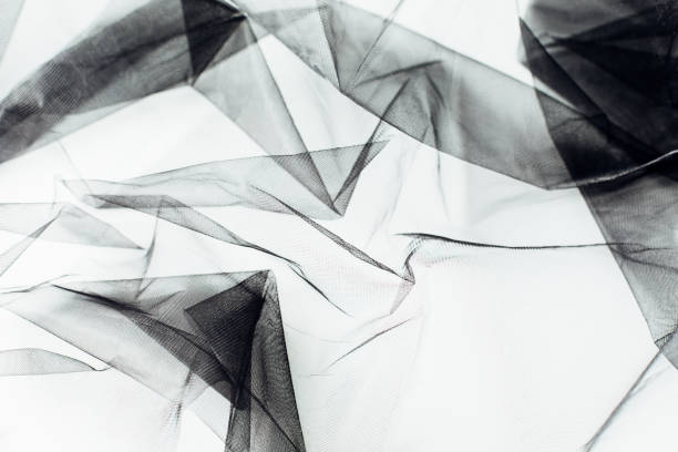 istock Abstract Black and White Fabric Texture with Layered Sheer Drapery Effects 2203212363
