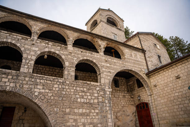 Cetinje, Montenegro - January 3, 2025: Cetinje Monastery on a winter day in Montenegro.